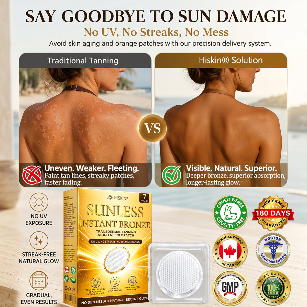 One last chance! Unlock this exclusive Hiskin® Sunless Glow Patch at 90% OFF🔥 Achieve a natural-looking bronze glow without UV damage, streaks, or orange tones. 180-day money-back guarantee. Don’t miss out!