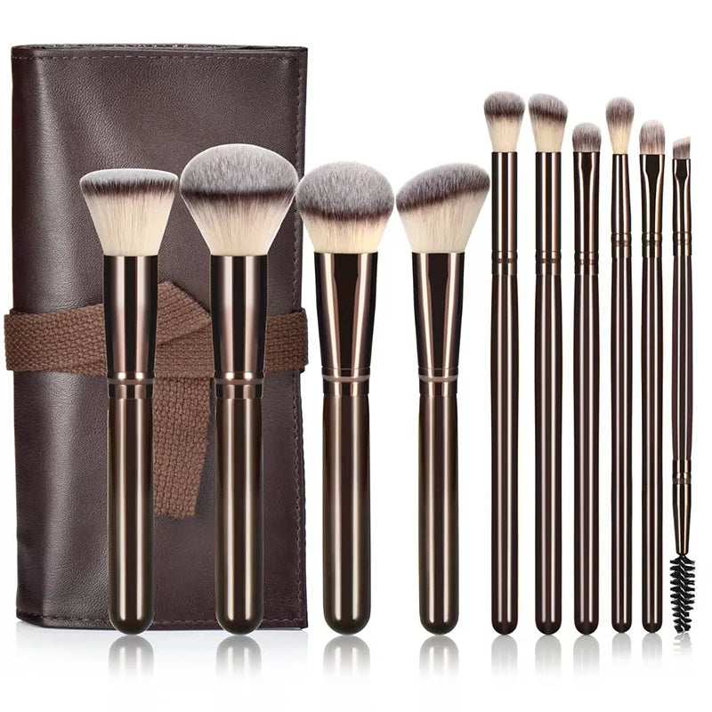 10pcs Professional Makeup Brush Set,Powder,Blusher,Foundation Brush,Highlight,Eye Shadow,Lip Brushes Beauty Make Up Tools
